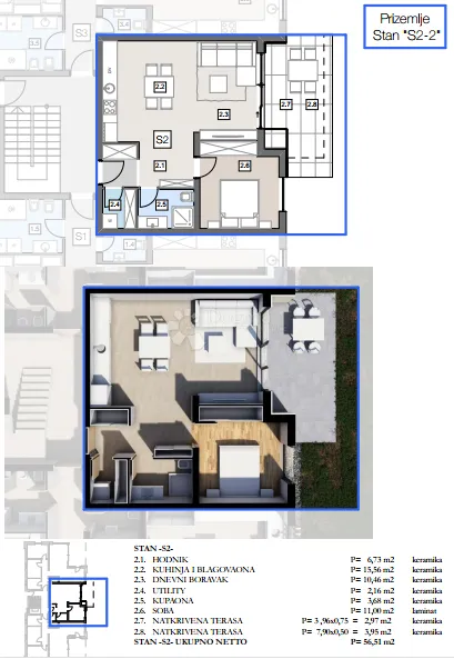 labin, stan u urbanoj vili, prizemlje-56,50 m2 - slika 2