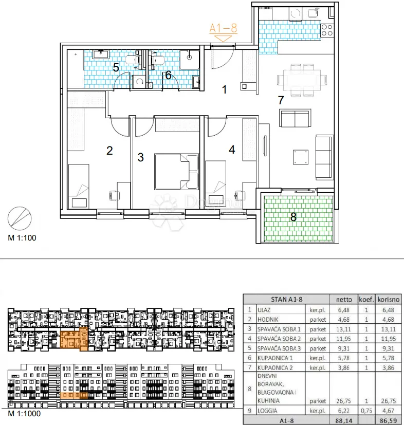 velika gorica, novogradnja, četverosoban stan 86.59 m2, 1.kat - slika 13