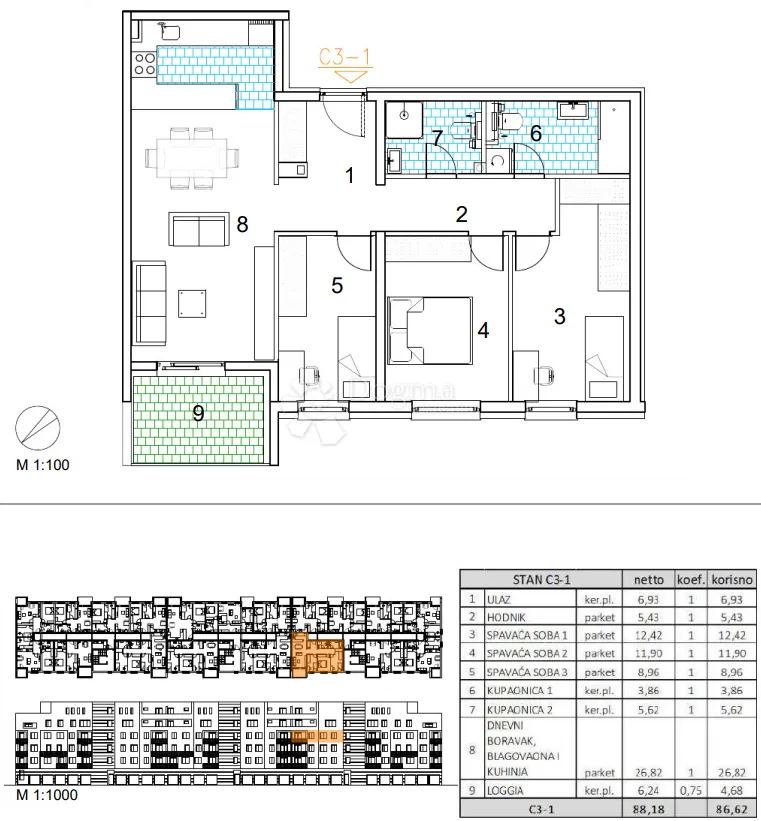velika gorica, novogradnja, četverosoban stan 86.62 m2, 3.kat - slika 13