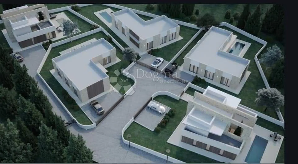 Središnja Istra! Građevinsko Zemljište Sa Projektom Za 5 Kuća S Bazenom - Tinjan