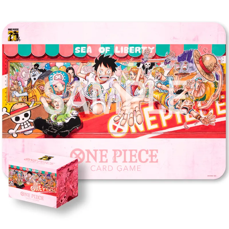 one piece card game playmat and card case set 25th edition - slika 1