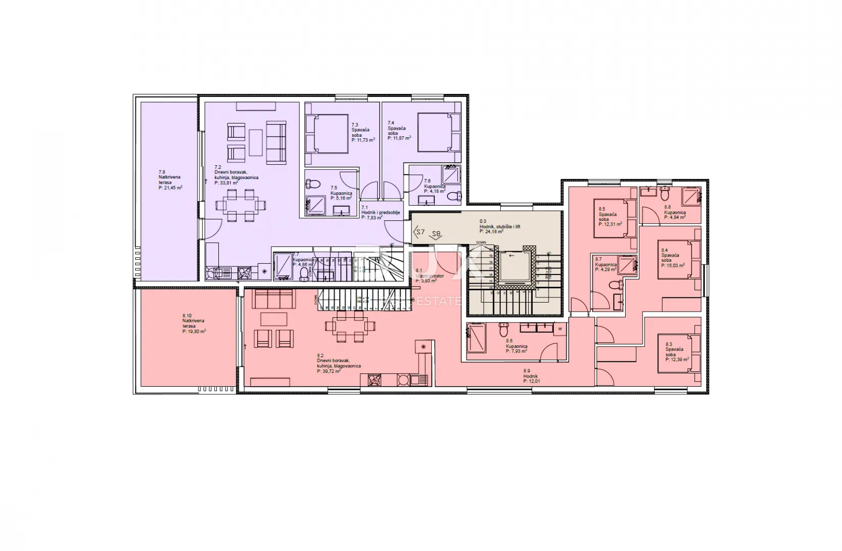 vodice, srima – penthouse s krovnom terasom, pogledom na more i liftom - slika 50