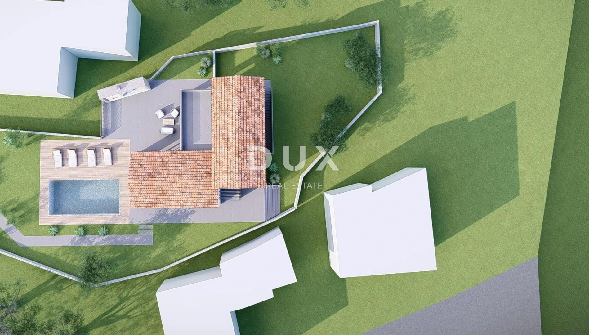 otok krk, vrbnik (okolica) - građevinsko zemljište 916 m2 s projektom za kuću s bazenom - slika 6