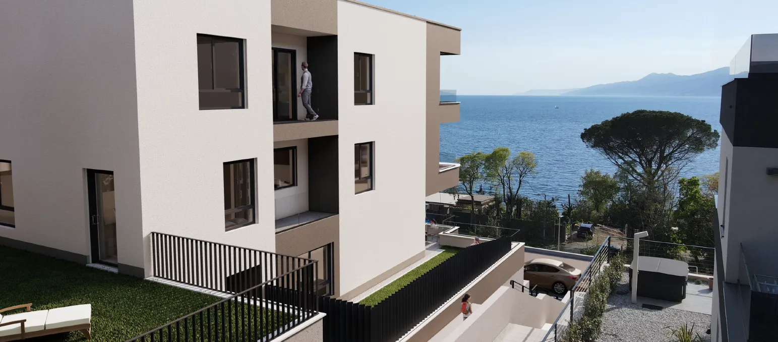 COSTABELLA, BIVIO, KANTRIDA - eksluzivan stan 43,44m2, 1.kat, 100m od mora, prekrasan pogled + okućnica 118m2 - STAN 3 - Rijeka