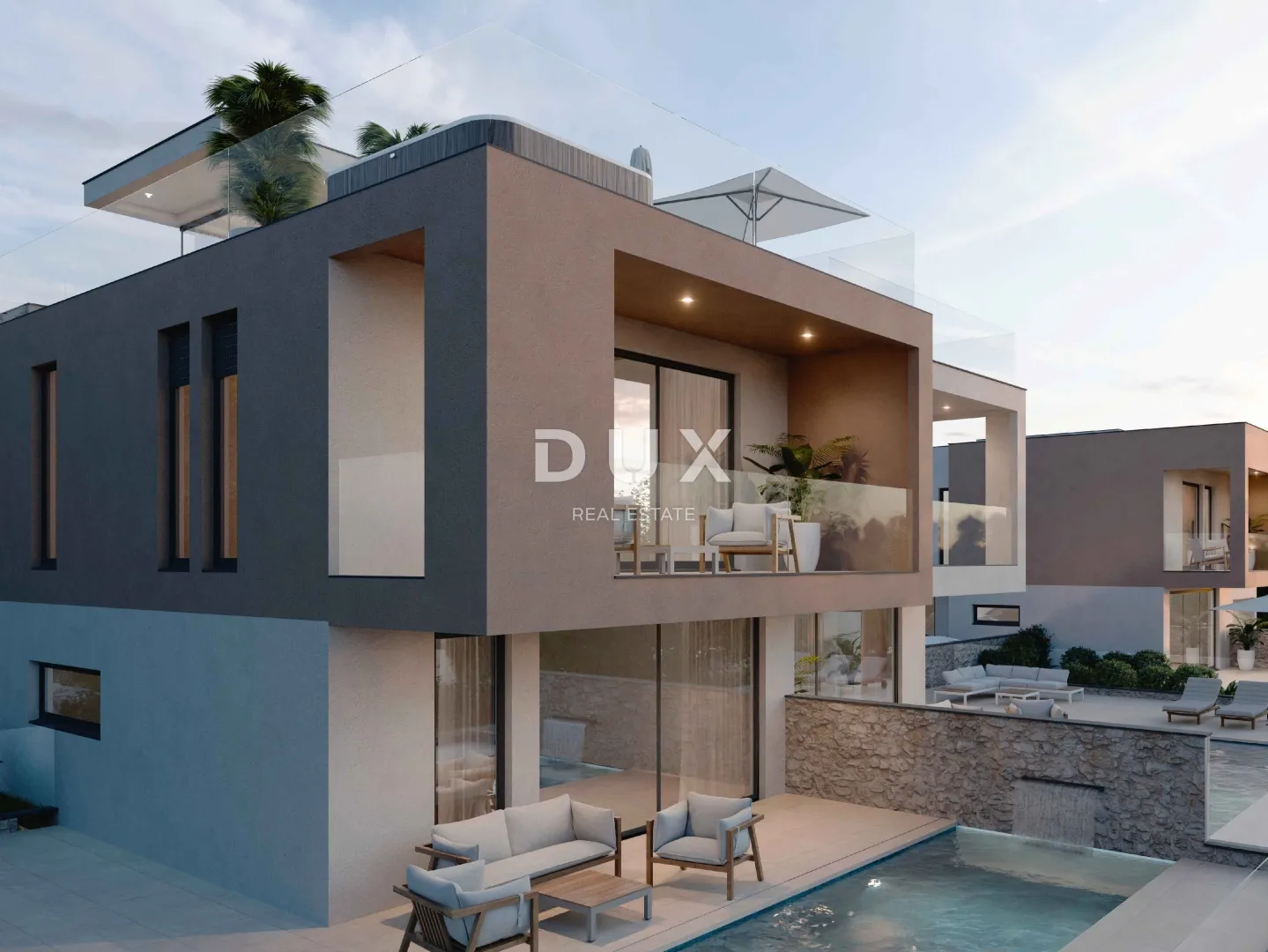 ŠIBENIK, VODICE – LUX DUPLEX s bazenom, krovnom terasom i top pogledom