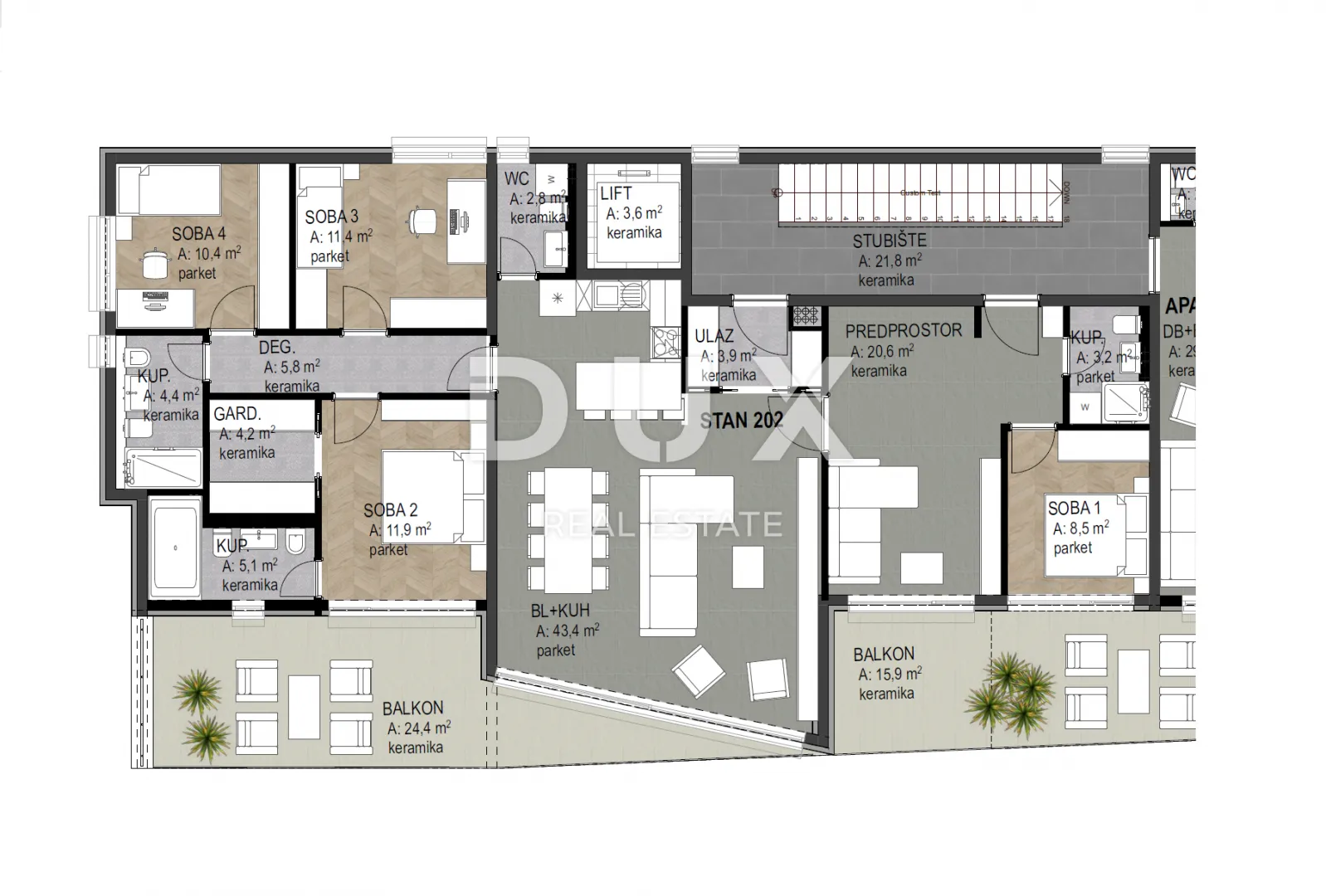 opatija, centar- stan 180.97m2 db+4s s panoramskim pogledom na more- 2.kat- stan 202 - slika 13
