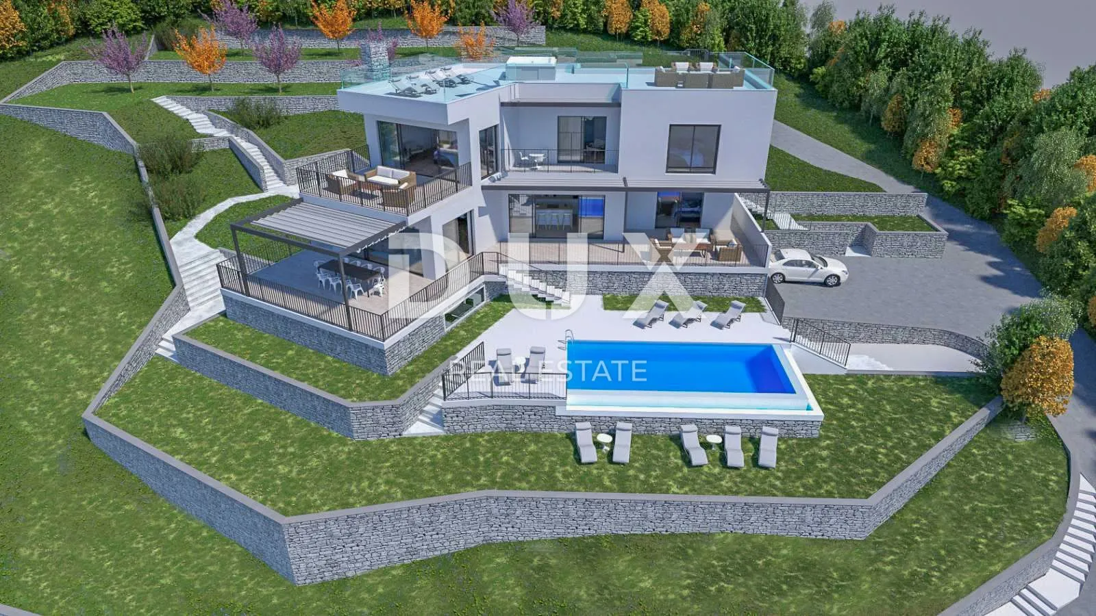 OPATIJA, POLJANE - zemljište 4400m2 s građevinskom dozvolom za vilu s bazenom i pogledom na more - Poljane, Opatija