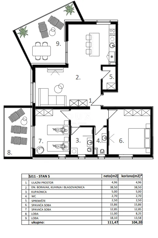 vodice, trosobni penthouse, 111,47 m², novogradnja - slika 10