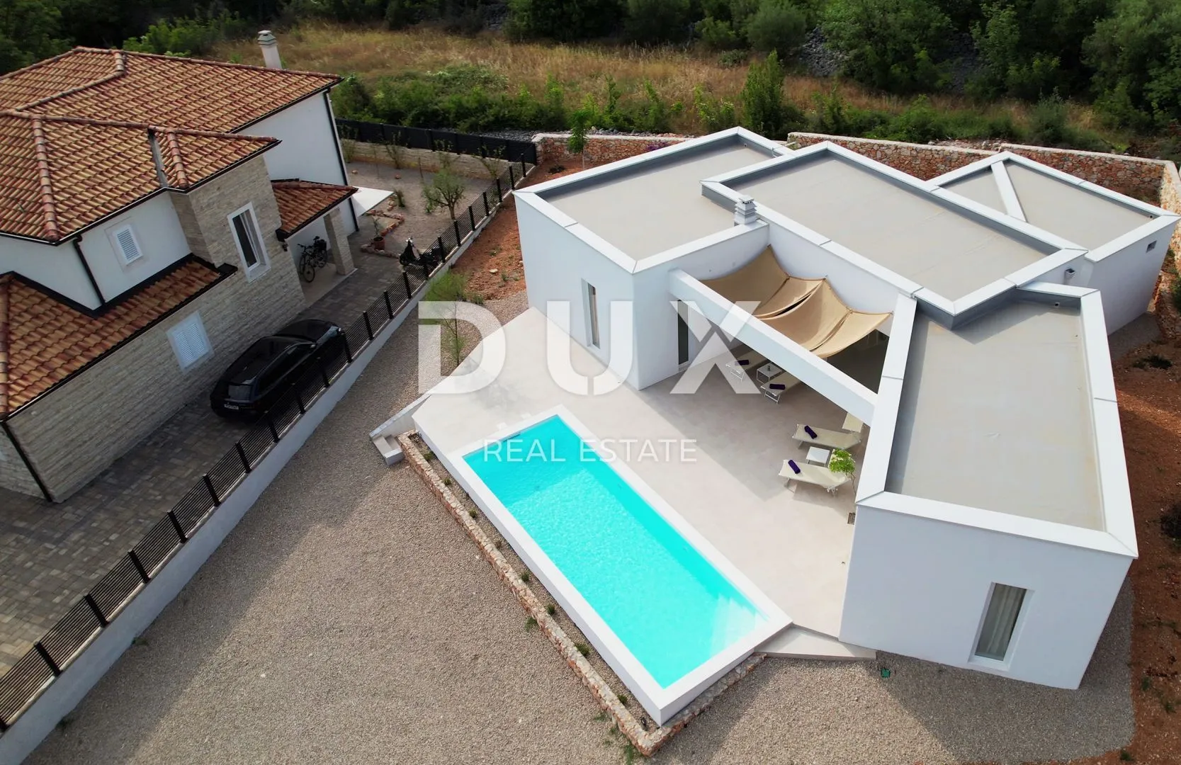 OTOK KRK, LINARDIĆI - Luksuzna moderna prizemnica s bazenom i pogledom na more - Linardići, Krk