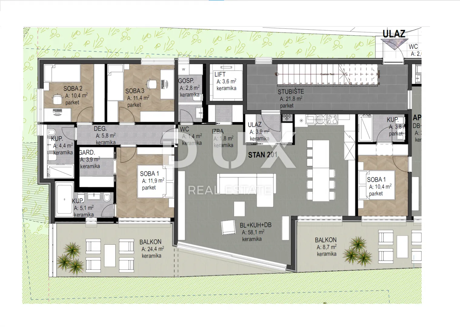 opatija, centar- stan 157.42m2 db+3s s panoramskim pogledom na more- 1.kat- stan 201 - slika 11