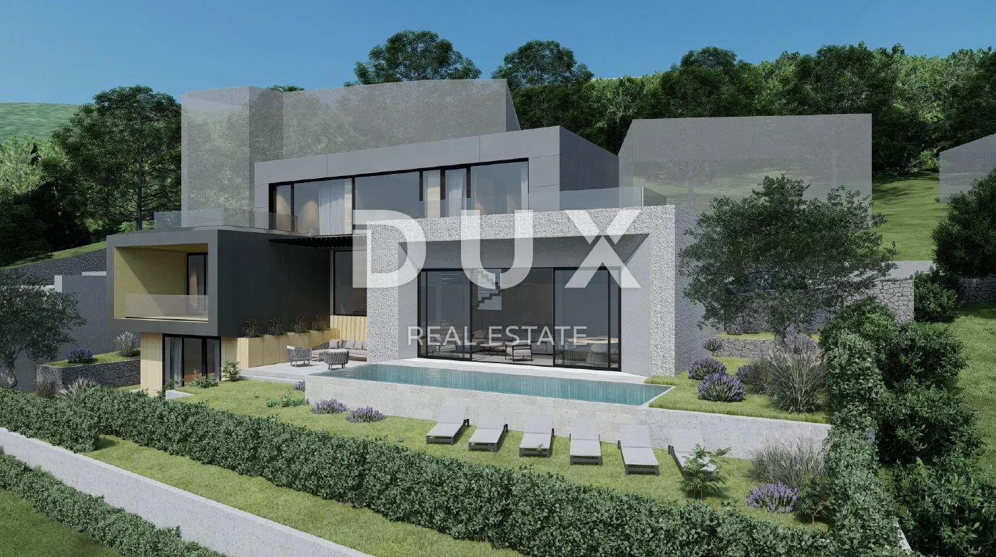 OPATIJA, CENTAR - zemljište 929m2 za vilu s bazenom s građevinskom dozvolom, centar Opatije, panoramski pogled