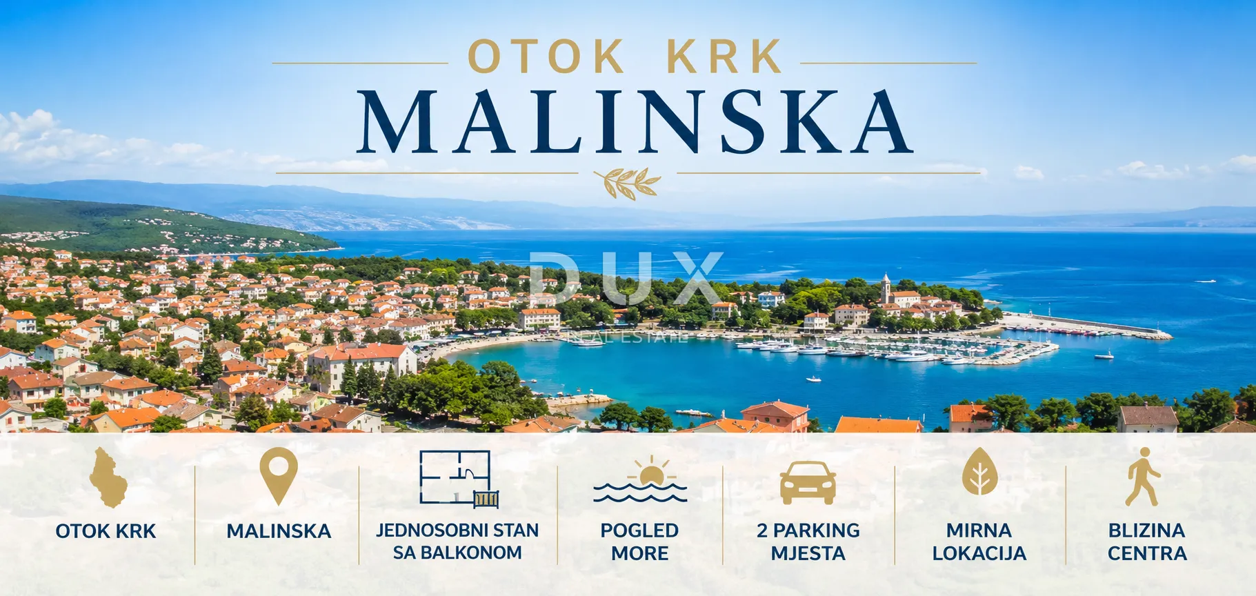 OTOK KRK, MALINSKA - Stan sa pogledom na more - Malinska, Malinska-Dubašnica