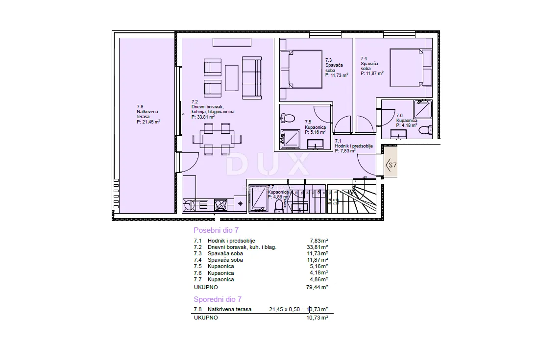 vodice, srima – penthouse s liftom, krovna terasa 109 m², 70m od plaže - slika 36