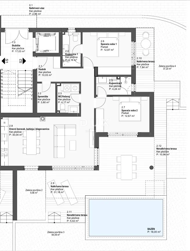 dalmacija, tribunj - hills residence stan s2 s bazenom i vrtom - slika 9