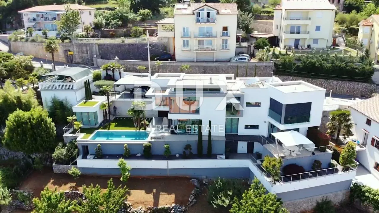 OPATIJA, LOVRAN - luksuzna vila s predivnim pogledom na more, bazenom i okućnicom površine 500m2