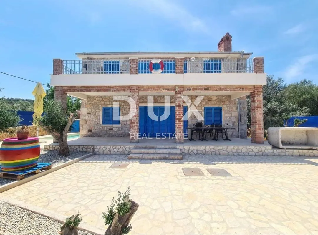 otok pašman, ždrelac - luksuzna kamena vila s bazenom pokraj mora - slika 1