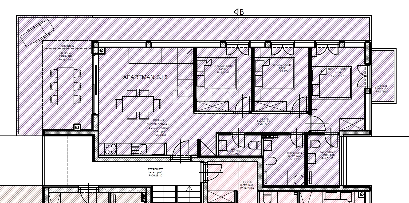šibenik, vodice – penthouse s krovnom terasom, 120m od plaže, 2 garaže - slika 18