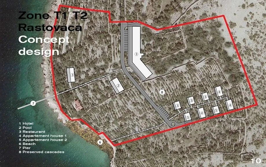 rastovača - stinica građevinski teren za 14300m2 za apartmane / hotel / - kig 30% - kis 80%. - slika 3