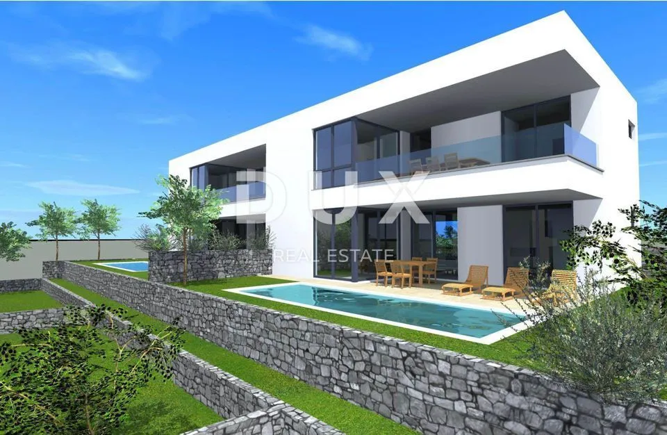 otok krk, malinska - moderna dvojna kuća sa bazenom - slika 2