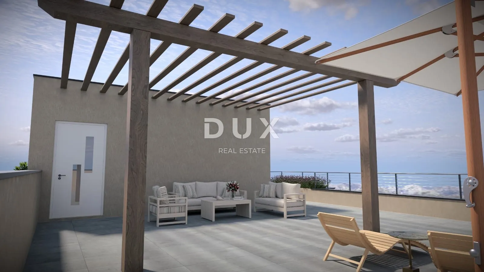 ŠIBENIK, VODICE – Zadnji kat, 93 m² privatne krovne terase, pogled na more, garaža