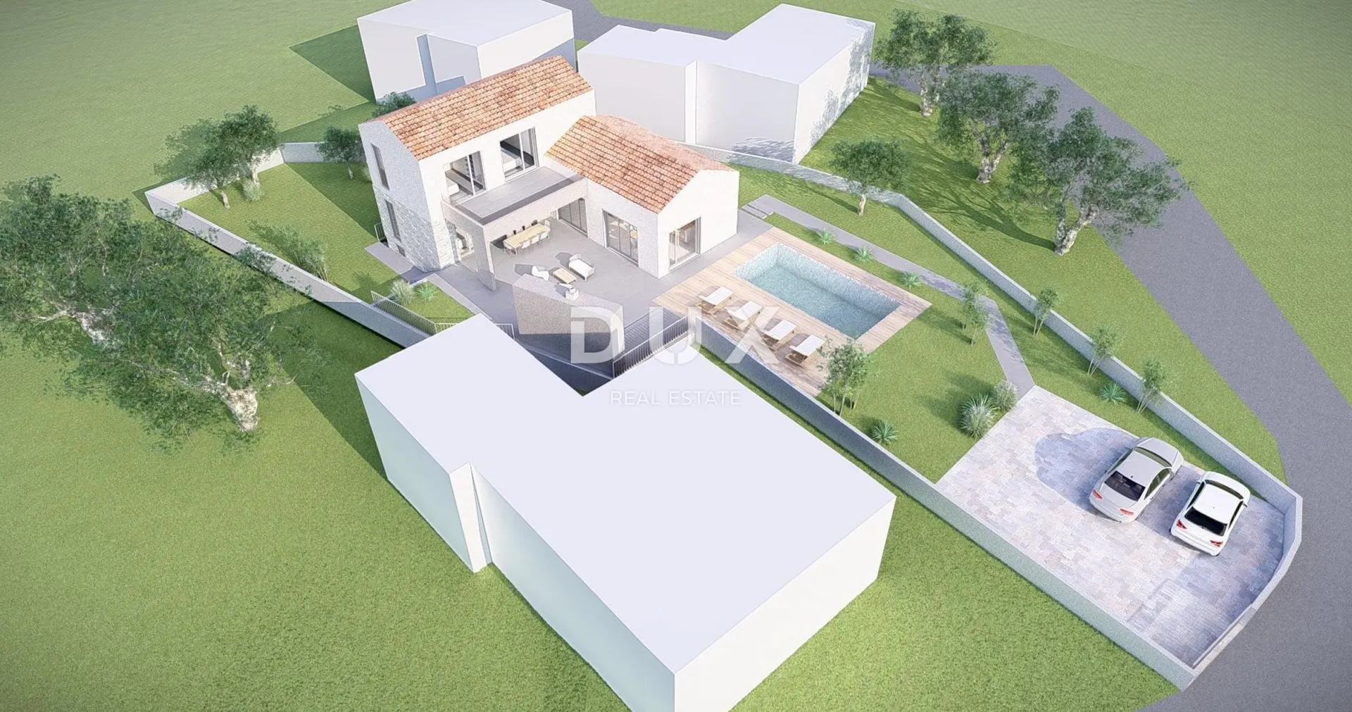otok krk, vrbnik (okolica) - građevinsko zemljište 916 m2 s projektom za kuću s bazenom - slika 4