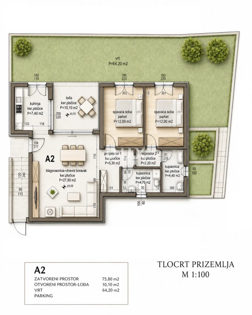 primošten, dolac – stan u prizemlju s vrtom od 64 m², 2 spavaće sobe - slika 37