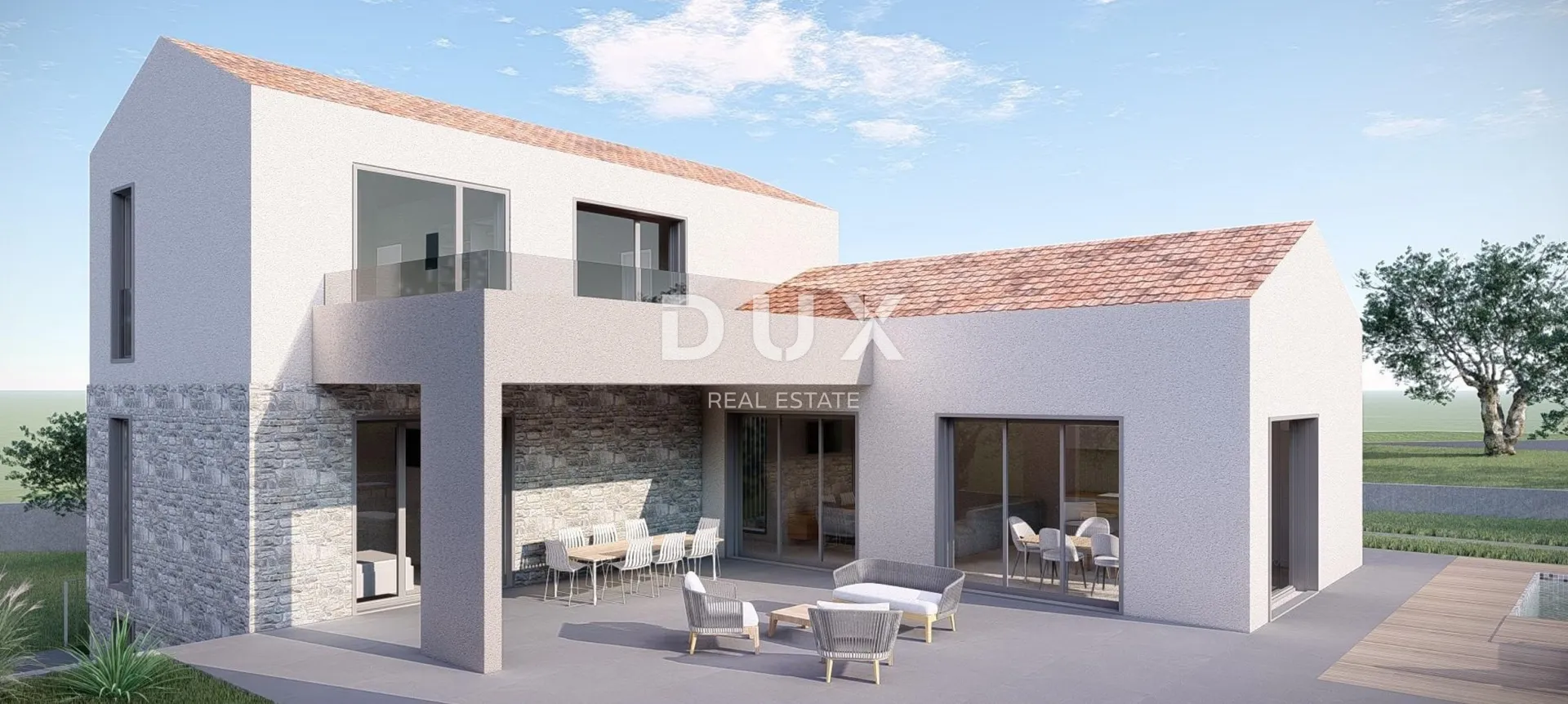 otok krk, vrbnik (okolica) - građevinsko zemljište 916 m2 s projektom za kuću s bazenom - slika 3