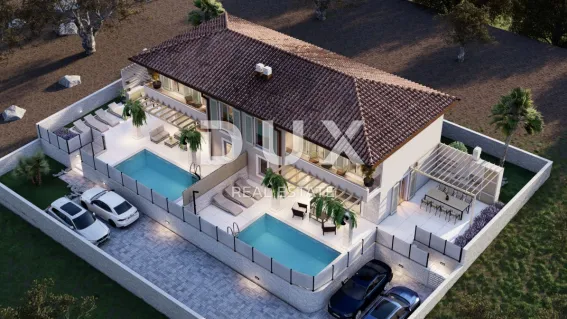 OTOK KRK, MALINSKA - dvojna kuća s bazenom u izgradnji - Malinska, Malinska-Dubašnica
