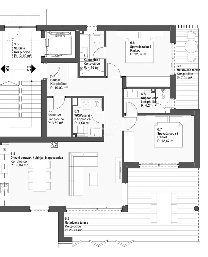 tribunj, dvosobni stan, 102,86 m², terase iz svih prostorija, pogled na more - slika 6