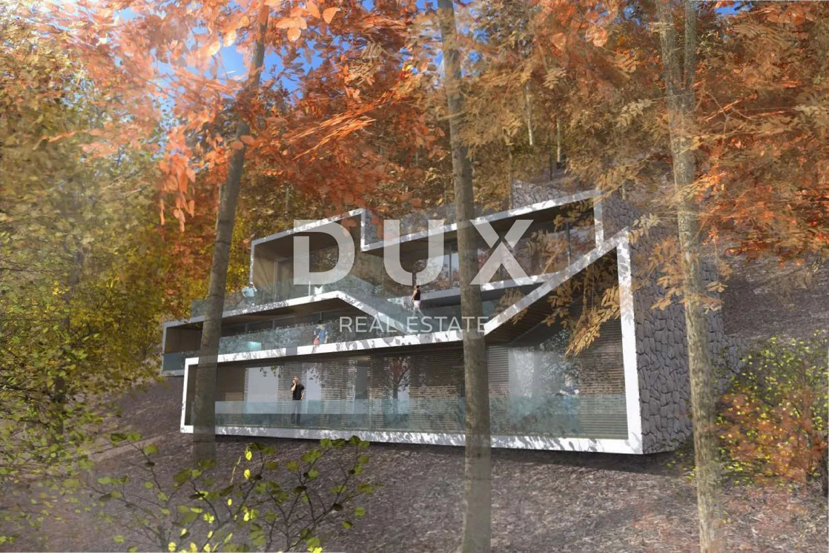 GORSKI KOTAR, FUŽINE - jedinstven projekt u srcu Gorskog kotara, građevinsko zemljište 2086 m2 s projektom za vilu, prilika za investiciju!