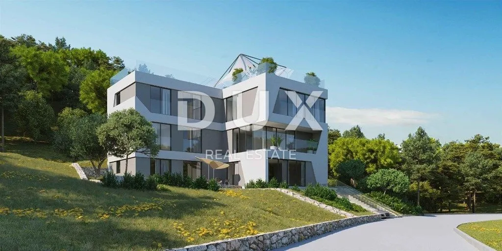 OPATIJA, IČIĆI- građevinsko zemljište 640m2 s građevinskom dozvolom i s pogledom na more za obiteljsku kuću/ villu/ apartmane/ kuću za iznajmljivanje- odmor s bazenom - Ičići, Opatija