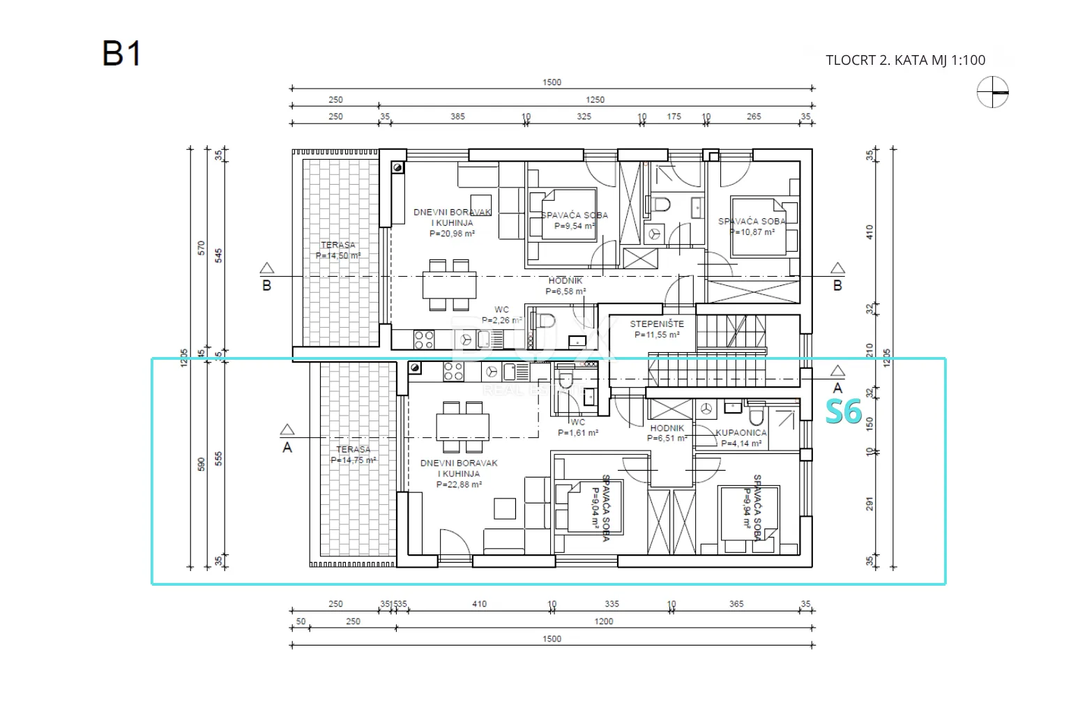 šibenik, brodarica – 1. red uz more, zadnji kat, terasa 15 m², pogled - slika 14