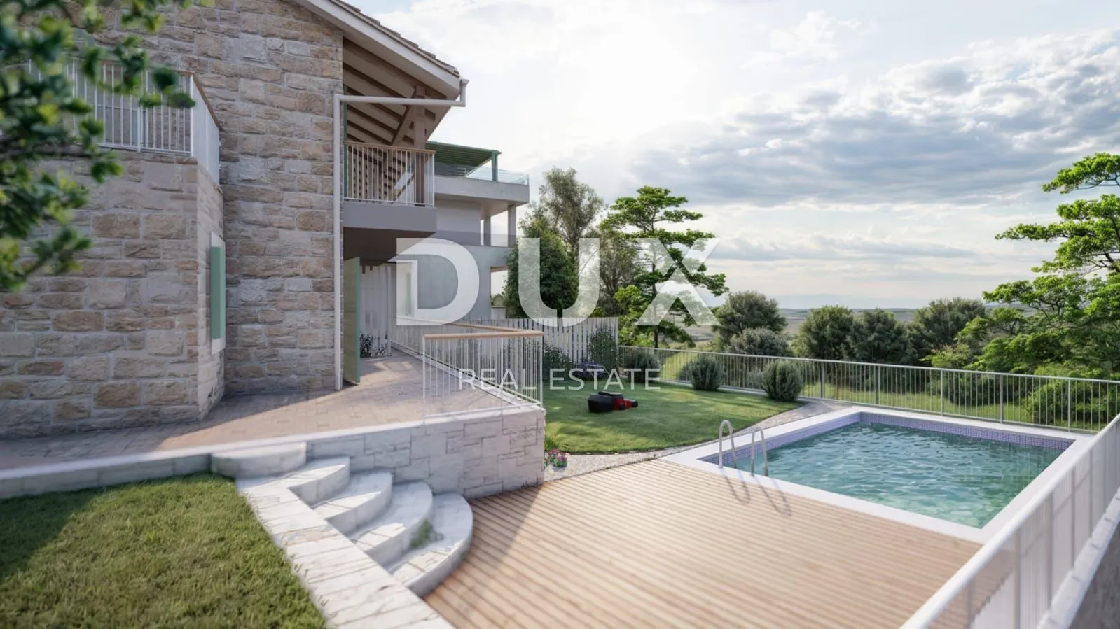 OPATIJA, BREGI - dvojna kuća 100m2 s panoramskim pogledom na more i bazenom + okućnica - Bregi, Matulji