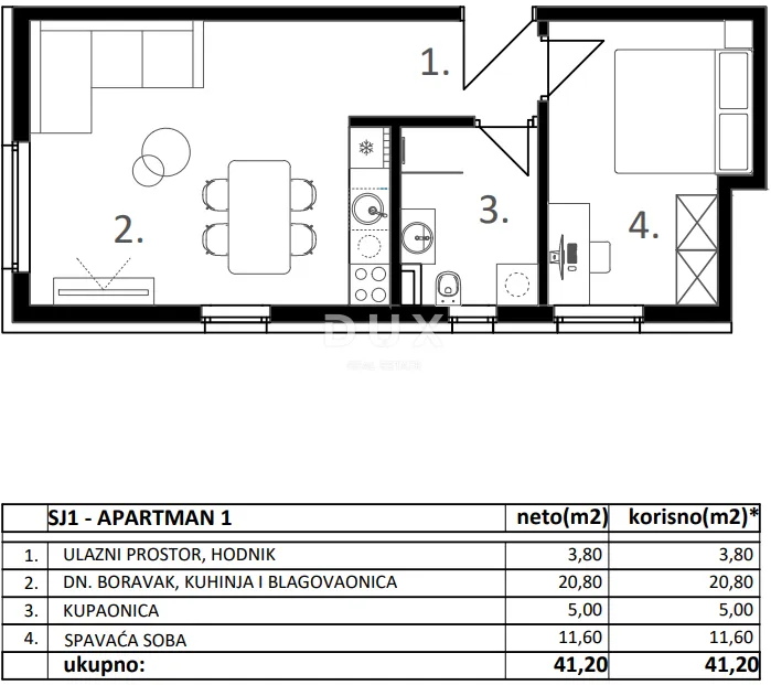 vodice, dvosobni stan u prizemlju, 41,20 m², novogradnja - slika 6