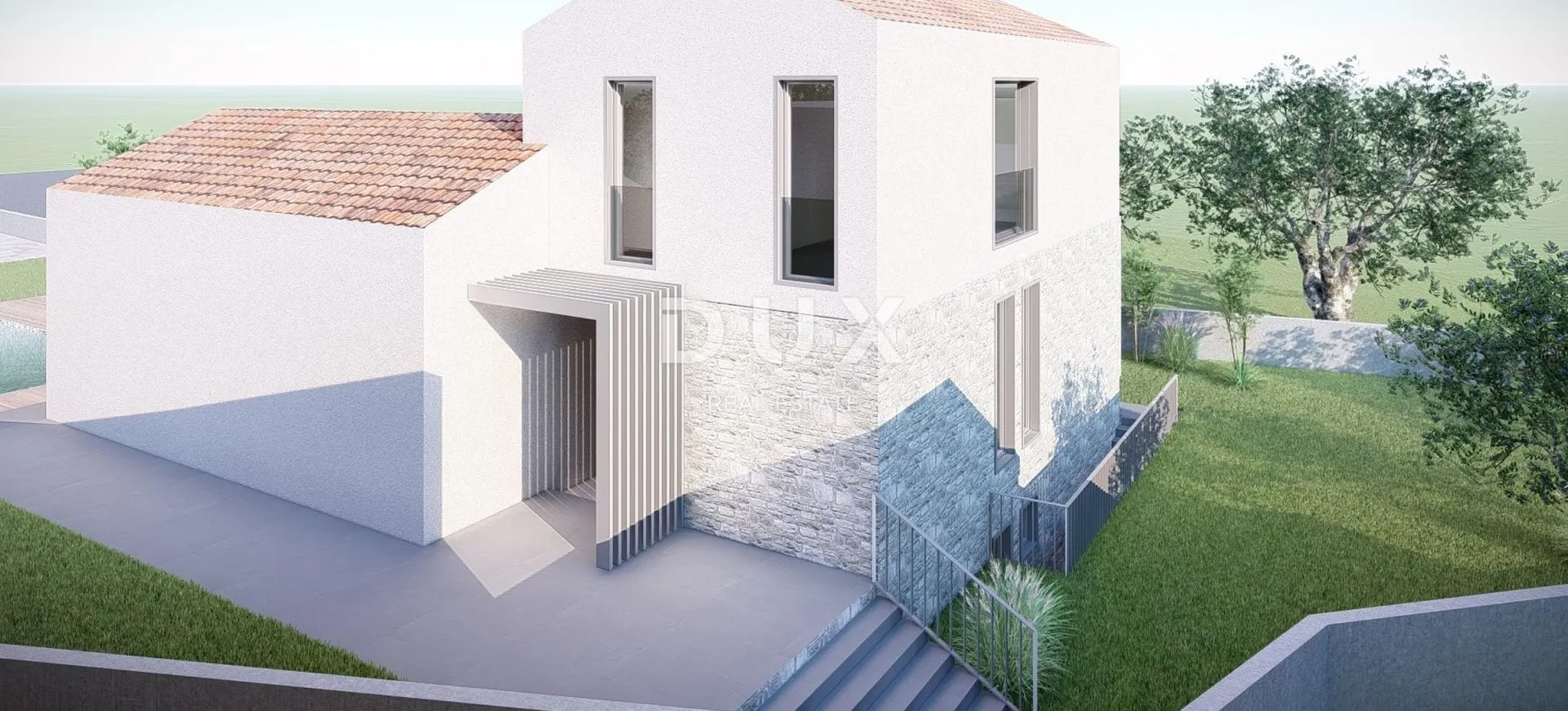 otok krk, vrbnik (okolica) - građevinsko zemljište 916 m2 s projektom za kuću s bazenom - slika 7