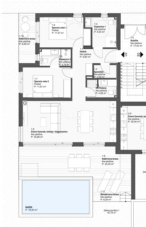 dalmacija, tribunj - hills residence stan s1 s bazenom i vrtom - slika 6