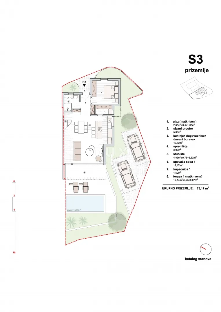 šibenik, vodice – lux triplex - krovna terasa, bazen i pogled na more - slika 8