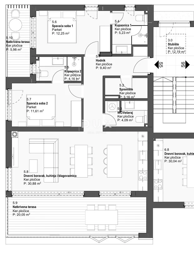 tribunj, dvosobni stan, 98,63 m², drugi kat, otvoren pogled na more - slika 11