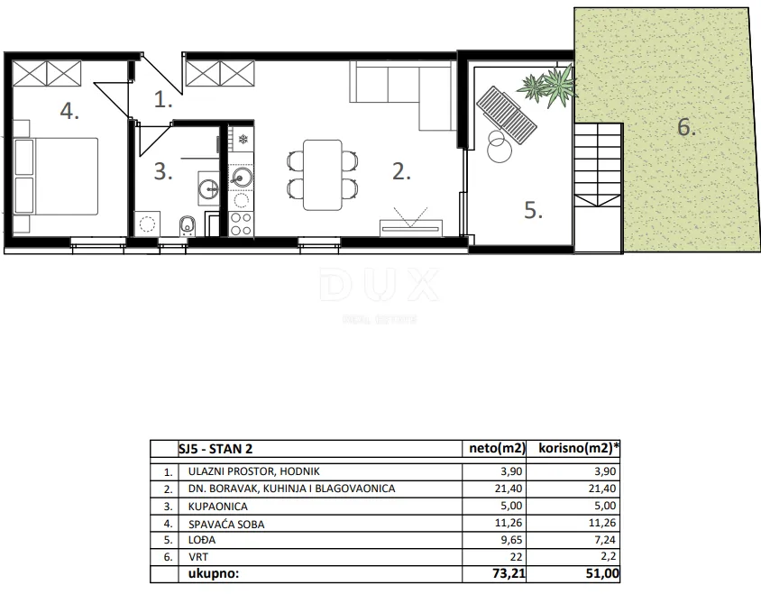 vodice, dvosobni stan, 73,21 m², prizemlje, vrt - slika 6