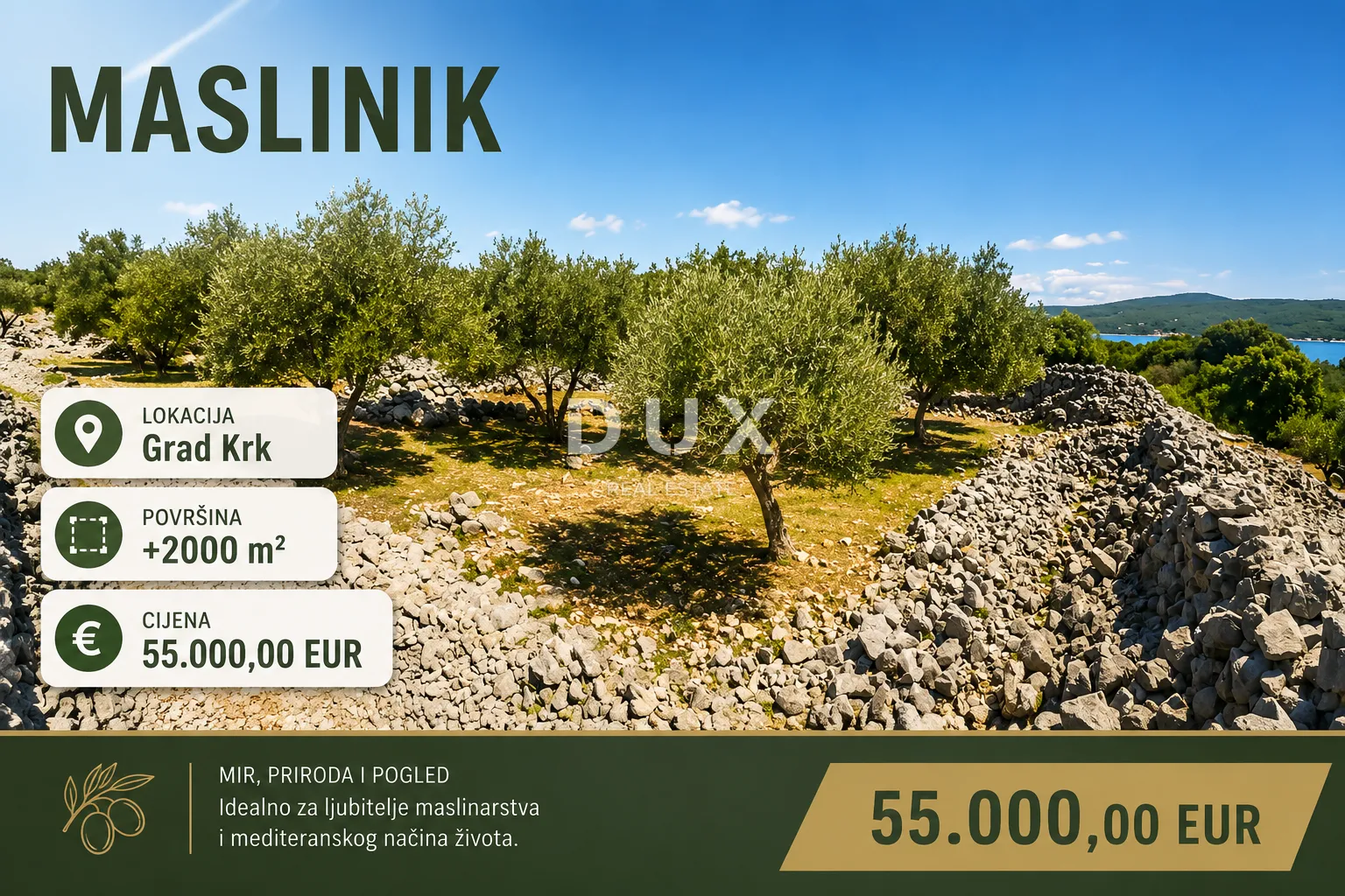 otok krk, grad krk - maslinik na atraktivnoj lokaciji - slika 1