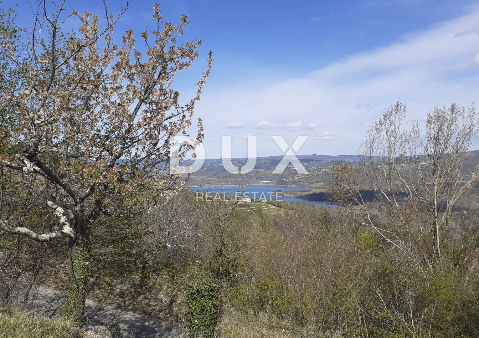 ISTRA, PAZIN, GRIMALDA - Prostrano zemljište s pogledom na jezero