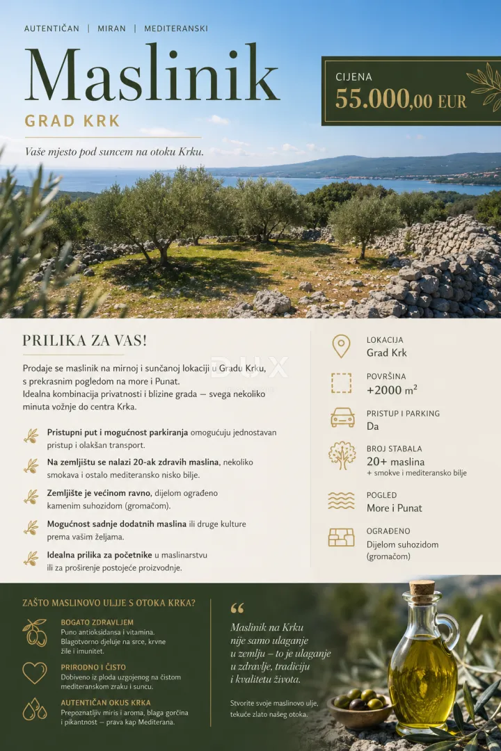 otok krk, grad krk - maslinik na atraktivnoj lokaciji - slika 2