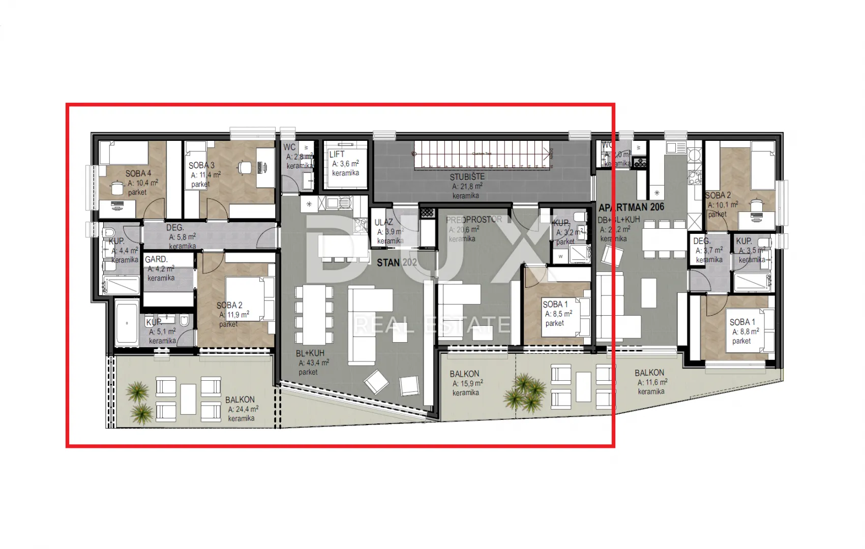 opatija, centar- stan 180.97m2 db+4s s panoramskim pogledom na more- 2.kat- stan 202 - slika 12