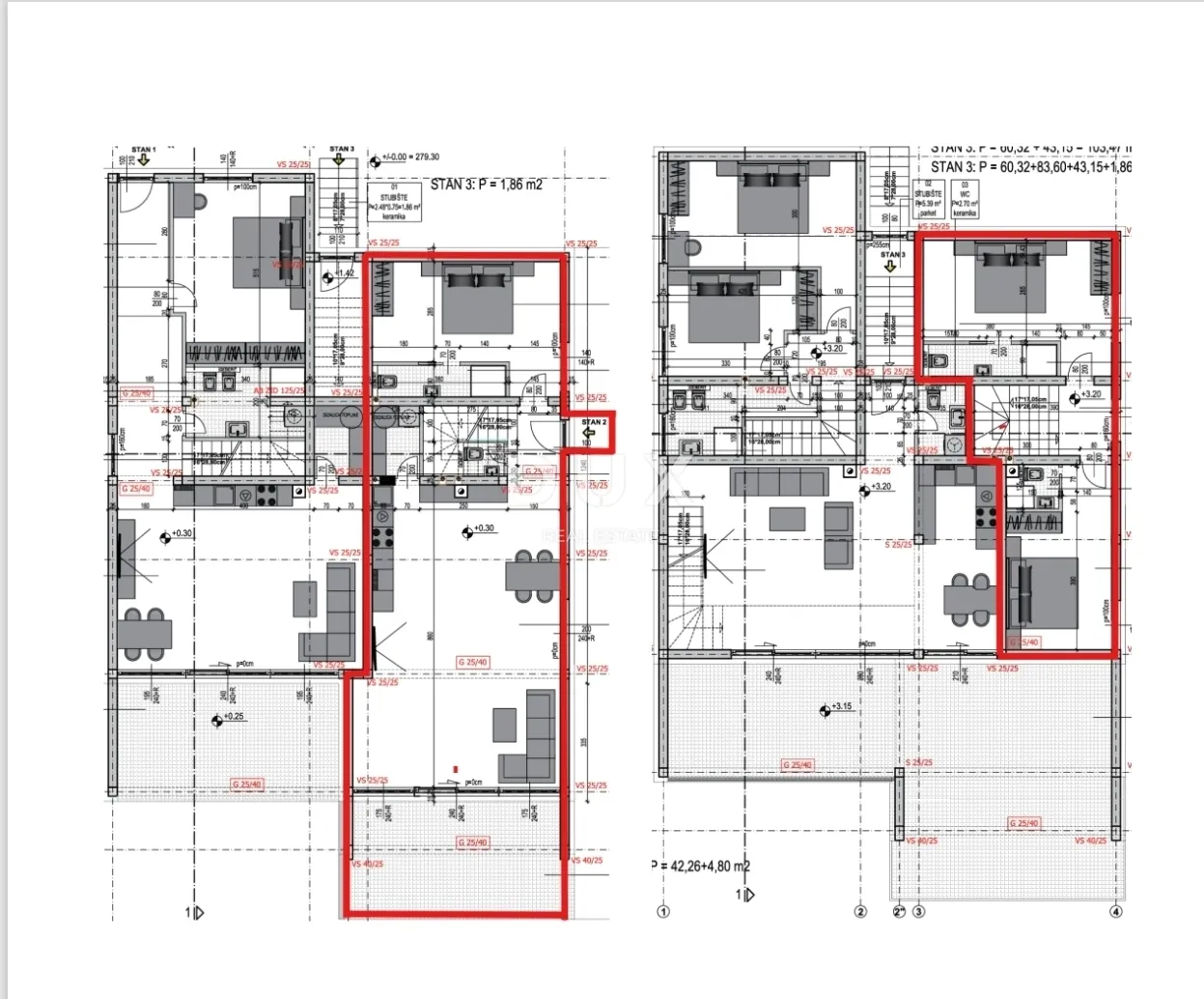 opatija, matulji - moderan dvoetažni stan 129,44m2 s velikom terasom - slika 3