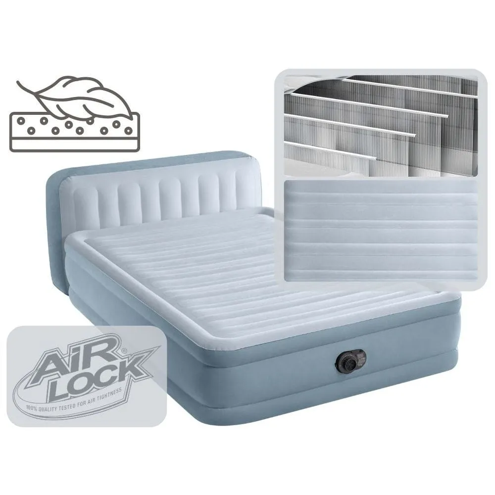 krevet na napuhavanje queen plush sa naslonom - slika 2