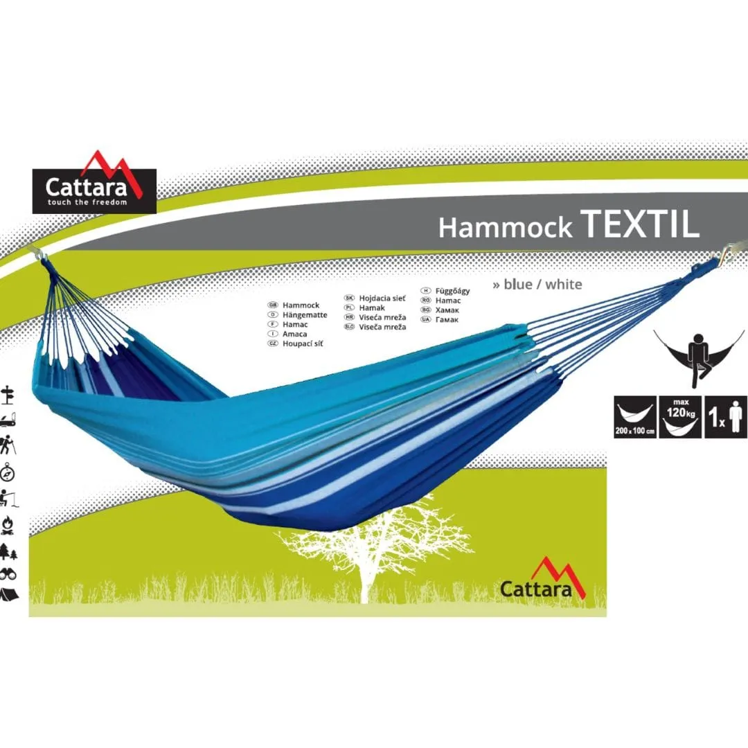 viseća ležaljka (hammock) textil 200x100 cm plavo-bijela - slika 5