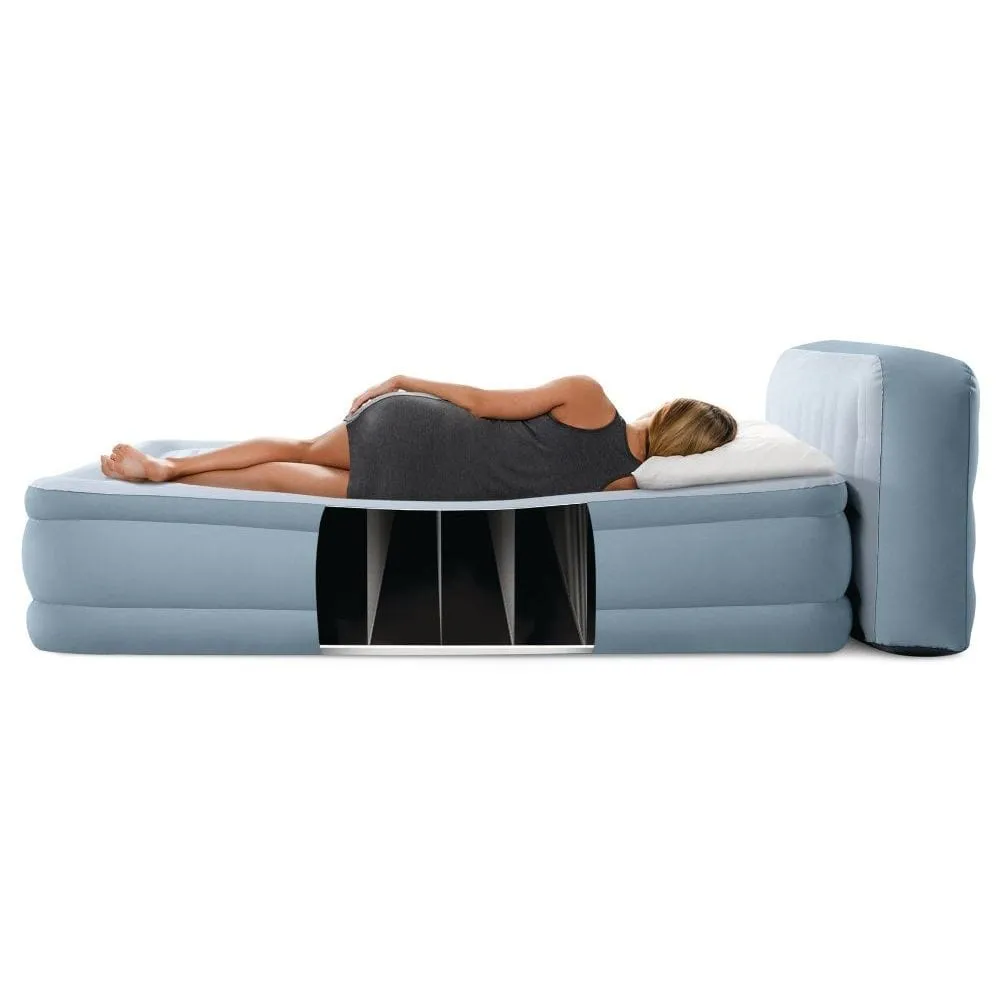 krevet na napuhavanje queen plush sa naslonom - slika 5