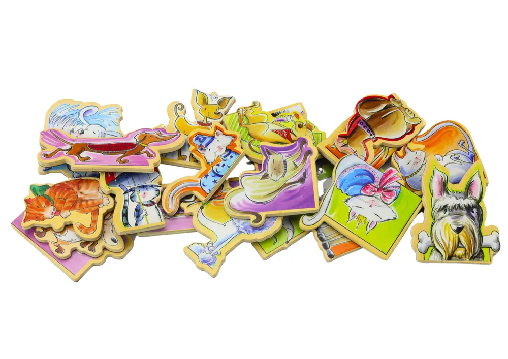 set of wooden magnets with colorful animals, 20 pieces - slika 2