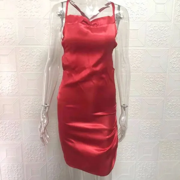 elegantna satenska - mini haljina - slika 9