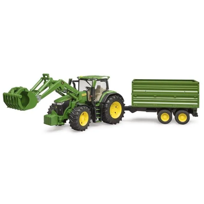 bruder john deere 7r 350 s prednjim utovarivačem i tandem kiper prikol - slika 1